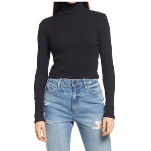 Top Shop - Ribbed Stretch Cotton Turtleneck Top